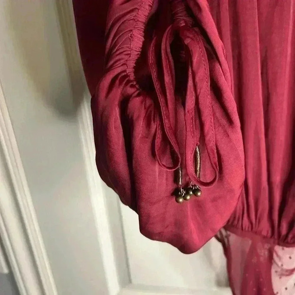 🌟”Free People Intimately” NWT Pomegranate Long Sleeve Thong Bodysuit Size M🌟 - Picture 4 of 13